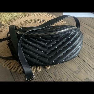 Rebecca Minkoff Edie Quilted Leather Crossbody Sling Belt Bag Fanny Pack  Black